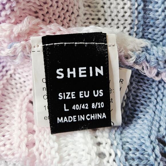 Pastel Wave Open Knit Sweater Large Cottage Y2K Soft Girl Lightweight Coquette - Picture 8 of 12